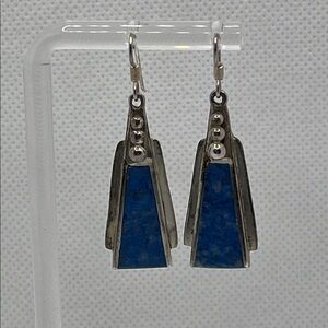 VTG Angeline Miller Sterling Lapis Lazuli Southwestern Dangle Earrings